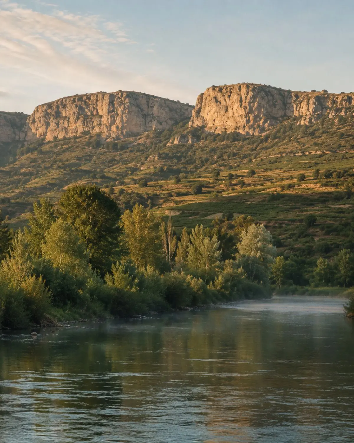 El Segre fluyendo junto a las parcelas de la finca